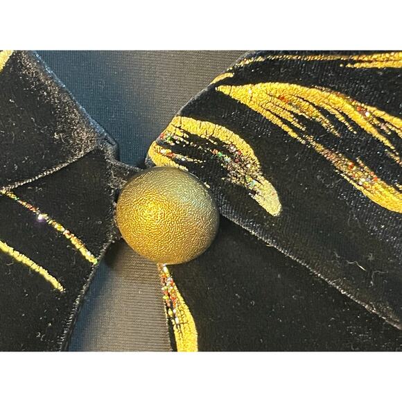 VTG Another Thyme Cardigan Jacket 4X Black Velvet Gold Glitter Leaves Whimsigoth - Picture 4 of 8